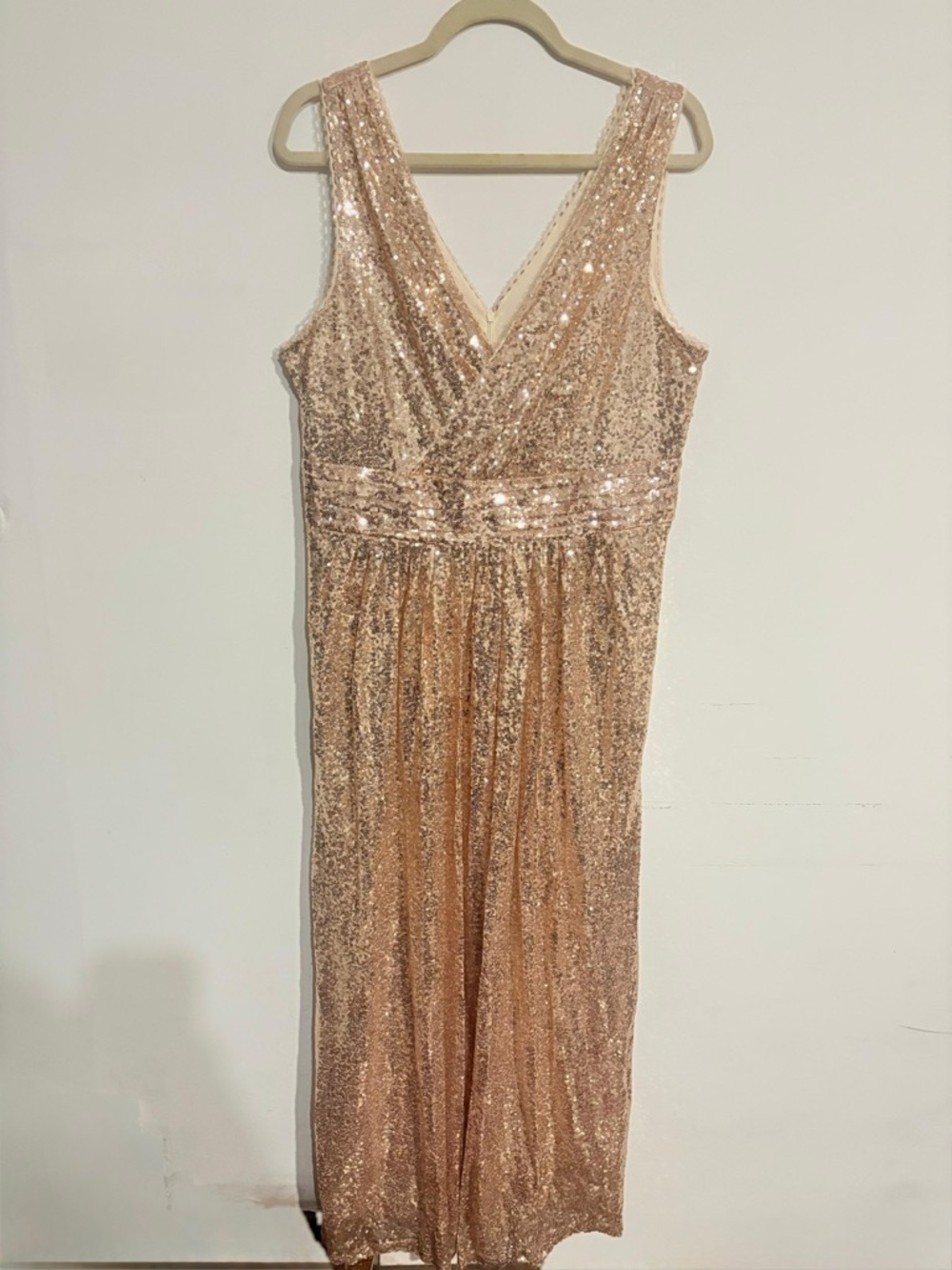 Sleeveless Rose Gold Sequin Maxi Dress